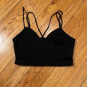 Forever 21 - black cross cross cut out crop top size medium
